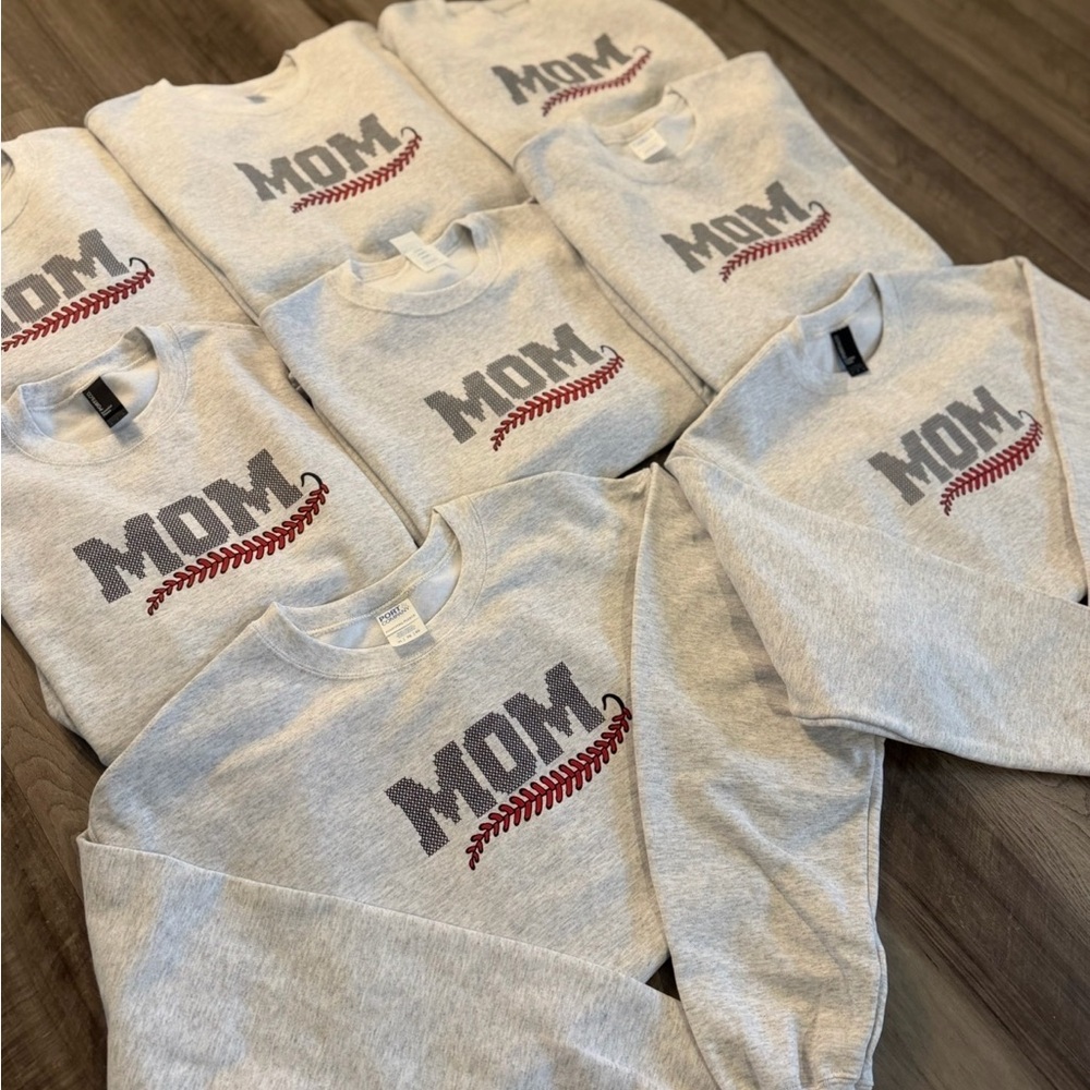 Gray 'MOM' baseball Sweatshirt